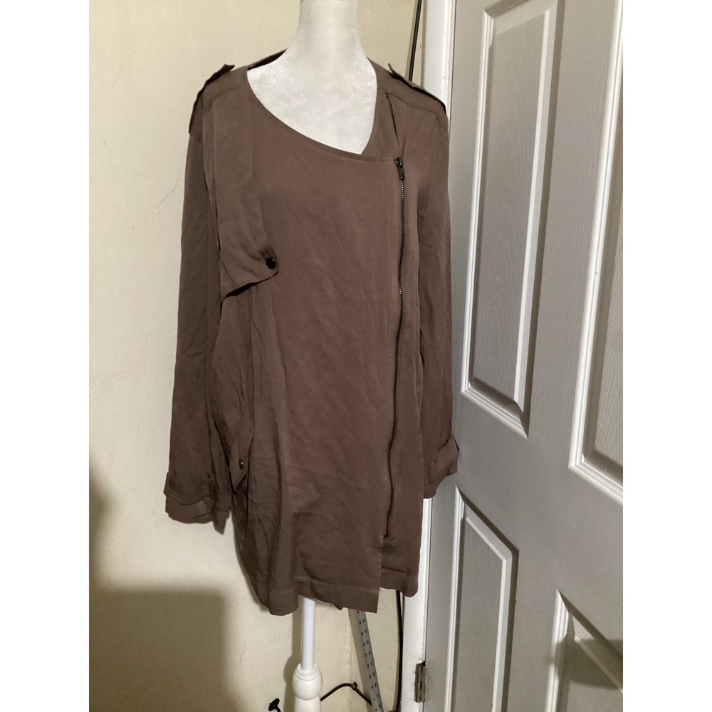 ASTR The Label Asymmetrical Zip Utility Jacket Brown Size L